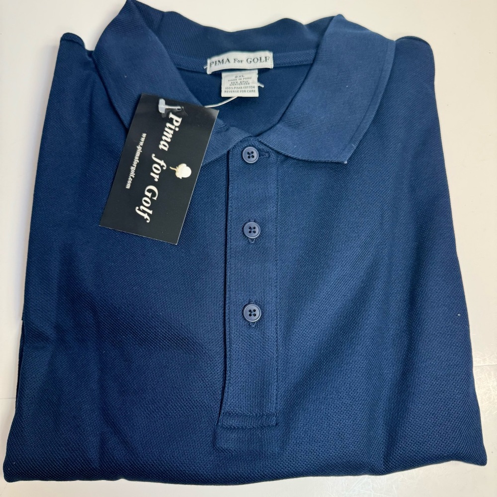NWT. Pima for golf polo shirt 2X. Navy blue pima cotton short sleeve shirt